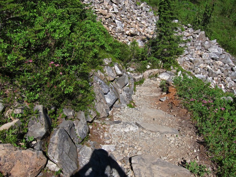Stone retaining wall along the trail through Sol Duc Park